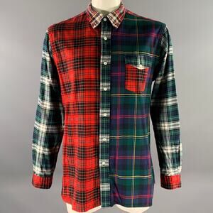 RALPH LAUREN Size XL Red Blue Green Mixed Plaid Flannel Long Sleeve Shirt